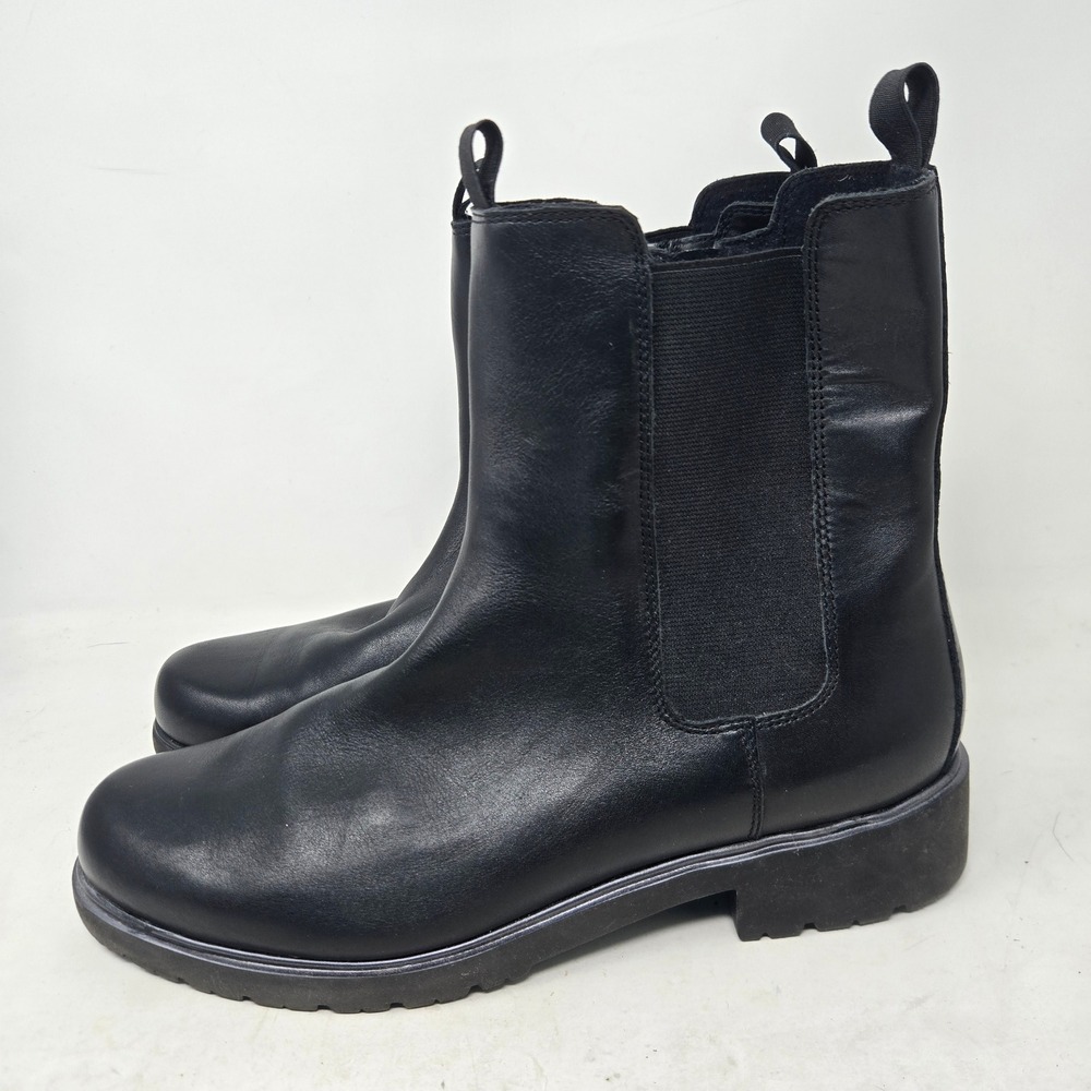 Munro American Black Leather Chelsea Boots Side Zip Lug Sole Womens 11 M M614381 - Picture 4 of 10